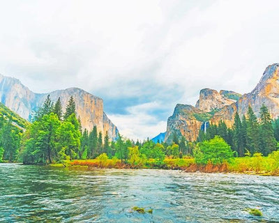 paint by numbers kit River Yosemite Valley California - Custom paint by number