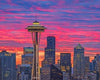 paint by numbers kit Seattle Space Needle Sunset - Custom paint by number