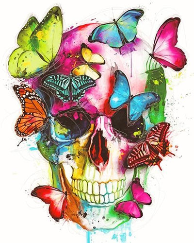 paint by numbers kit Skull And Butterflies - Custom paint by number