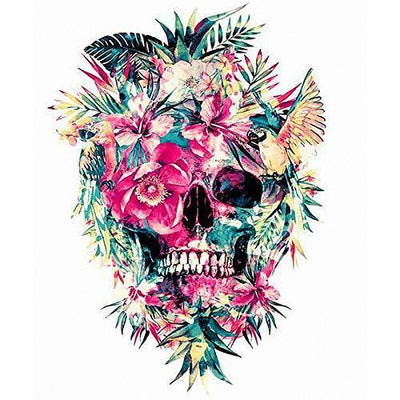 paint by numbers kit Skull with Flowers - Custom paint by number