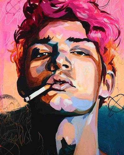 paint by numbers kit Smoking Boy Art - Custom paint by number