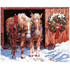 paint by numbers kit Snow House and Red Horse - Custom paint by number