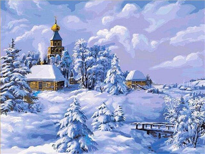 paint by numbers kit Snowy Town 10 - Custom paint by number