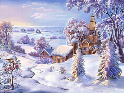 paint by numbers kit Snowy Town 11 - Custom paint by number