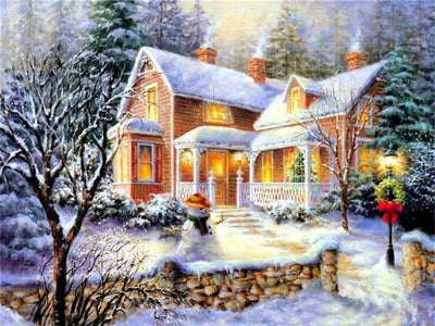 paint by numbers kit Snowy Town 18 - Custom paint by number