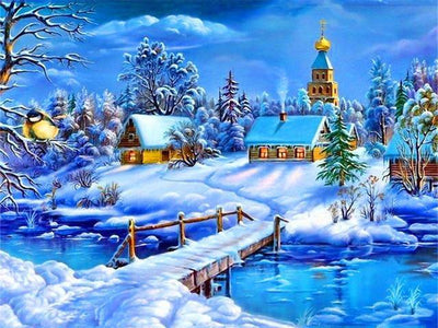 paint by numbers kit Snowy Town 19 - Custom paint by number