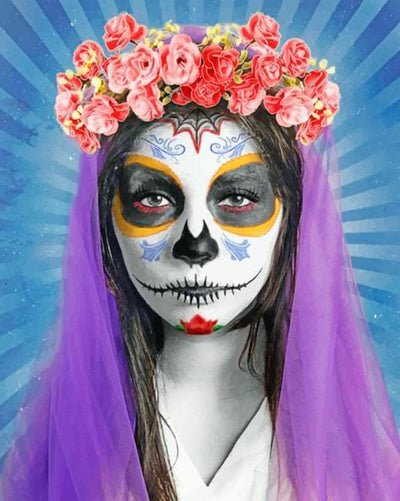 paint by numbers kit Sugar Skull Lady - Custom paint by number