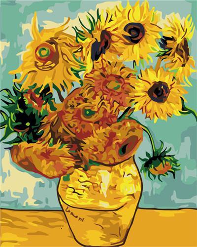 paint by numbers kit Sunflowers 12 - Custom paint by number