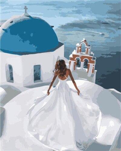 paint by numbers kit The Santorini Bride - Custom paint by number
