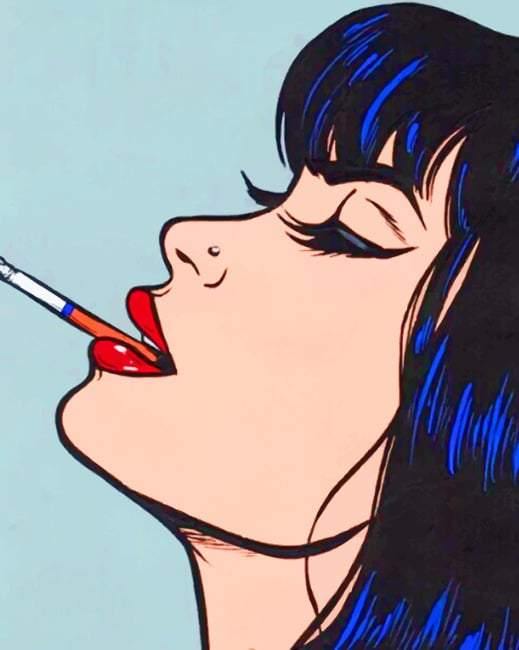 woman smoking cigarette art paint by numbers kit The smoking girl pop art