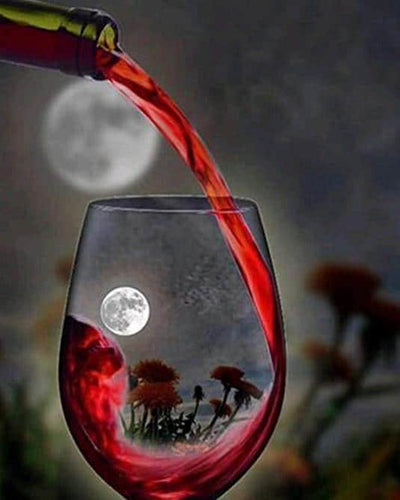 paint by numbers kit The Wine Glass and Moonlight - Custom paint by number
