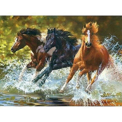 paint by numbers kit Three Running Horses - Custom paint by number