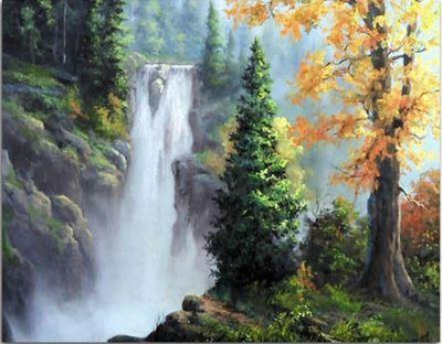 paint by numbers kit Tree Waterfall - Custom paint by number