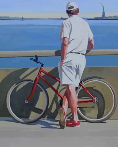 paint by numbers kit Vintage man with his bicycles - Custom paint by number
