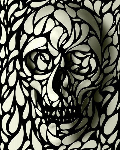 paint by numbers kit White and Black Dye Skull - Custom paint by number