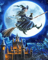 paint by numbers kit Witch is Flying in the Moon - Custom paint by number