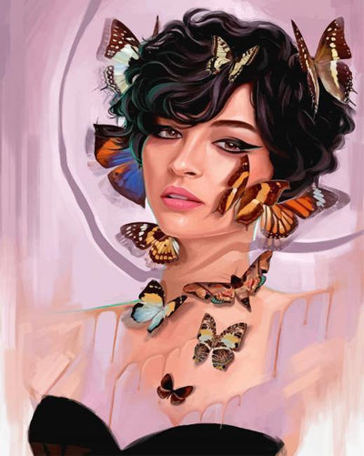 paint by numbers kit Woman And Butterflies - Custom paint by number